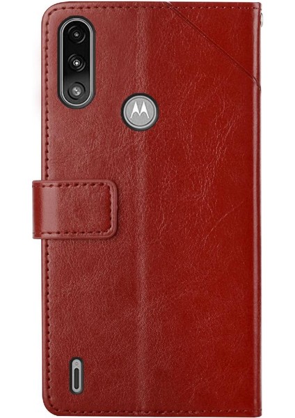Motorola E7 Güç Telefon Kılıfı Için Kılıf Kapak Çevirin Kitap Katlanır Darbeye (Yurt Dışından)