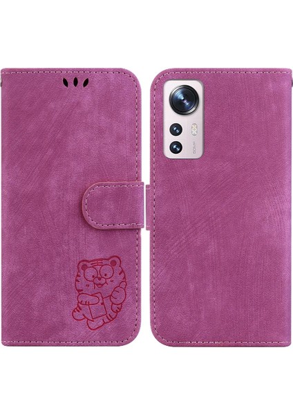 Xiaomi 12 Lite Için Kılıf Cüzdan Durumda Kabartmalı Sevimli Kaplan Kartı Cep Flip (Yurt Dışından)