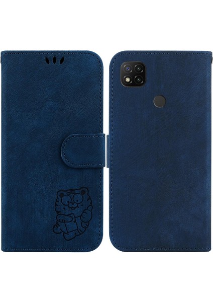 Xiaomi Redmi 9c Flip Folio Kabartmalı Sevimli Kaplan Tutucu Kapak Kılıf (Yurt Dışından)