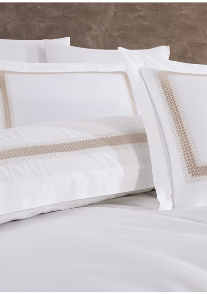 Nakışlı Pamuk Saten Nevresim Takımı Bej - Katrina fiyatları