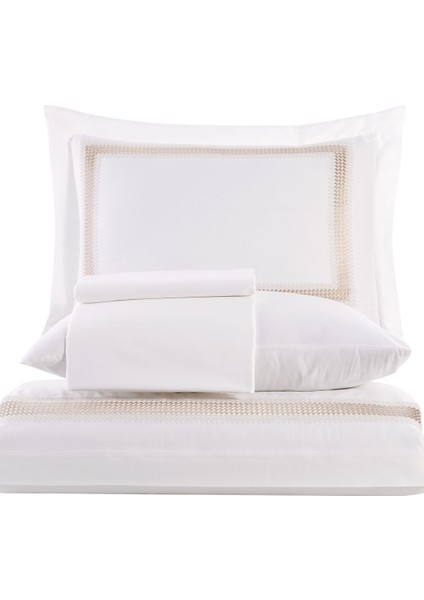 Nakışlı Pamuk Saten Nevresim Takımı Bej - Katrina fırsatları