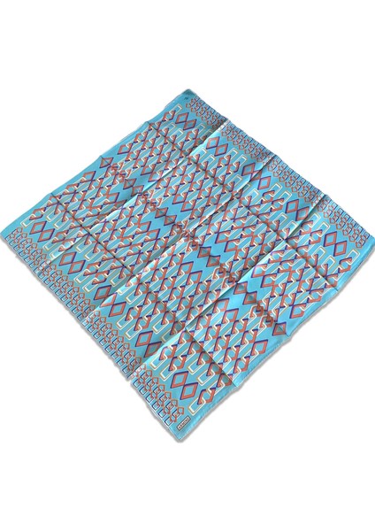 Mint Yeşili Geometrik Desen Sura Ipek Eşarp 9172-33