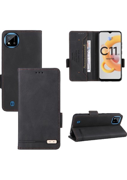 Oppo Realme C11 2021 Koruyucu Kapak Için Kılıf Deri Folio Flip Case (Yurt Dışından)