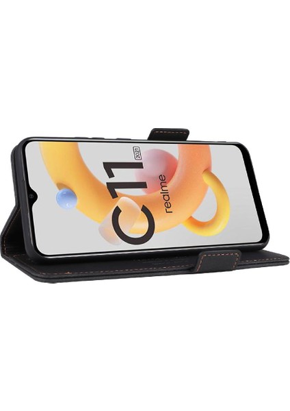 Oppo Realme C11 2021 Koruyucu Kapak Için Kılıf Deri Folio Flip Case (Yurt Dışından)