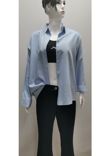 Cupra Uzun Kollu Salaş Pamuklu Rahat Tarz Yumaşak Dokulu Kadın Gömlek