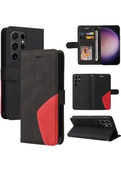 Samsung Galaxy S24 Ultra Iki Renkli Dikiş Pu Deri Flip Case (Yurt Dışından) fiyatları