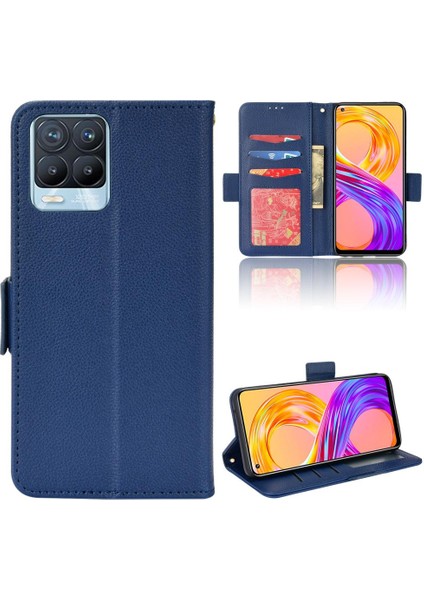 Realme 8 4g Pu Deri Kart Yuvaları Için Kılıf Tutucu Manyetik Cüzdan Yan (Yurt Dışından)