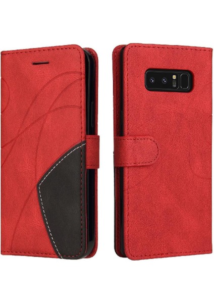 Samsung Galaxy Not 8 Için Kılıf Iki Renkli Dikiş Pu Deri Flip Folio (Yurt Dışından)