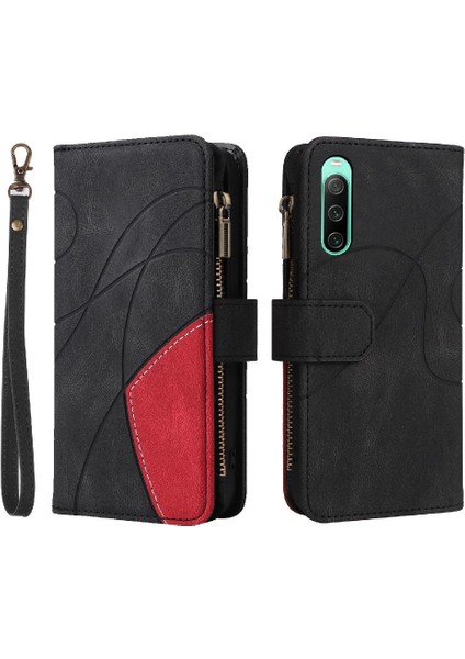 Sony Xperia 10 Iv Dokuz Kart Yuvaları Için Kılıf Fermuar Cüzdan Tarzı Iki Renkli (Yurt Dışından)