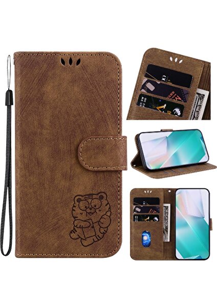 Mays Boutique Onur Için Kılıf X6A Flip Folio Kabartmalı Sevimli Kaplan Tutucu Kapak Kart Durumda (Yurt Dışından)