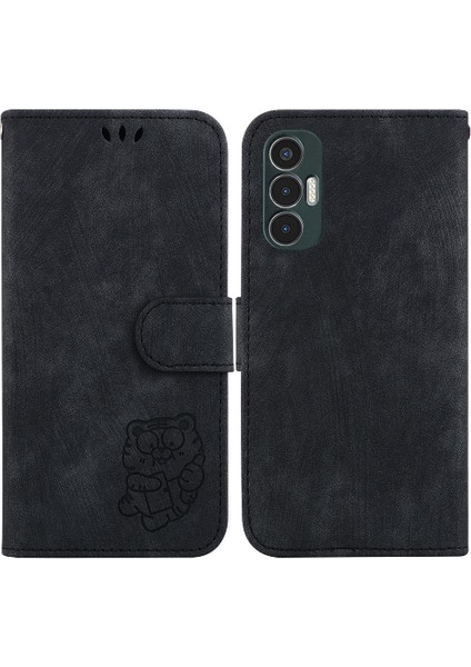 Tecno Pova 3 Kabartmalı Sevimli Kaplan Tutucu Kapak Flip Folio Kart Için Kılıf (Yurt Dışından)