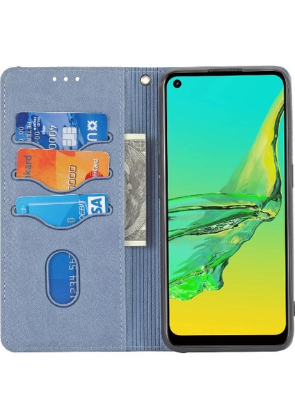 Oppo A53 Için Kılıf El Cüzdan Flip Folio Kitap Pu Deri Kapak Kredi Kartı (Yurt Dışından)