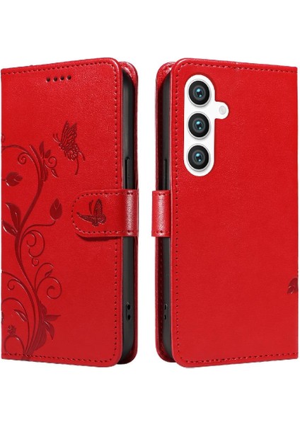 Samsung Galaxy S24 Için Kılıf Yüksek Kaliteli Deri ve Kart Yuvası Kabartmalı (Yurt Dışından)