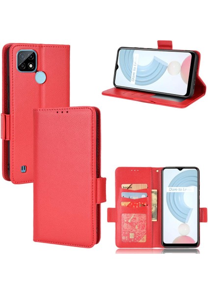 Realme C21 Kart Yuvaları Için Kılıf Tutucu Cüzdan Pu Deri Manyetik Yan (Yurt Dışından)