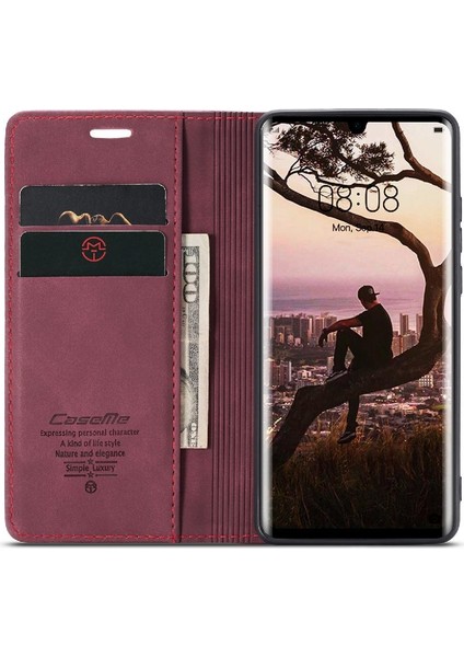 Huawei P30 Pro Vintage Pu Deri Cüzdan Manyetik Kapatma Için Flip Case (Yurt Dışından)