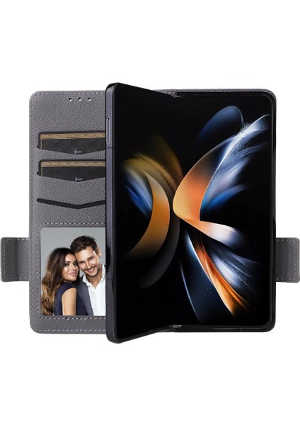 Samsung Galaxy Z Için Kılıf Fold 5 Cüzdan Yan Toka Manyetik Pu Deri (Yurt Dışından)