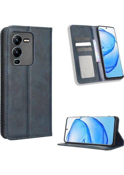 Vivo V25 Pro Manyetik Kapatma Pu Deri Cüzdan Için Kılıf (Yurt Dışından)