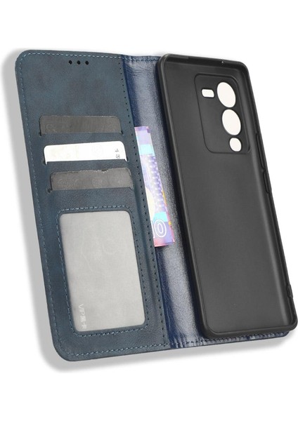 Vivo V25 Pro Manyetik Kapatma Pu Deri Cüzdan Için Kılıf (Yurt Dışından)