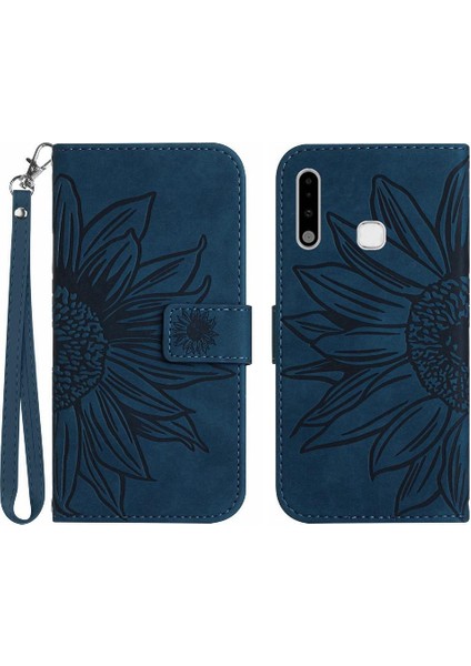 Kart Yuvaları Tutucu Kabartmalı Ayçiçeği Pu ile Samsung Galaxy A70E Için Kılıf (Yurt Dışından)