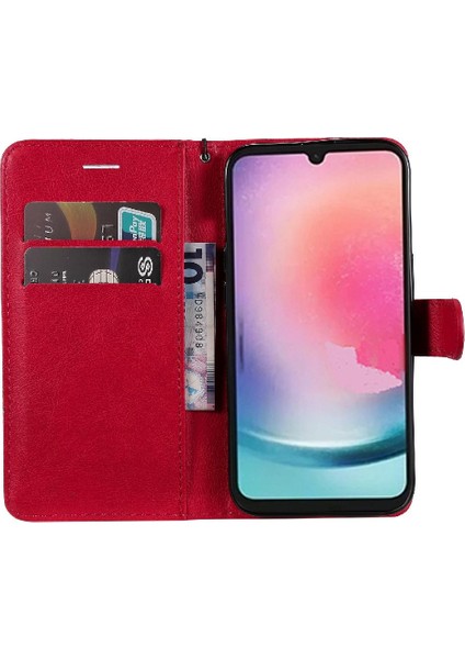 Kart Yuvası ile Samsung Galaxy A24 4g Yüksek Kalite Deri Için Flip Case (Yurt Dışından)