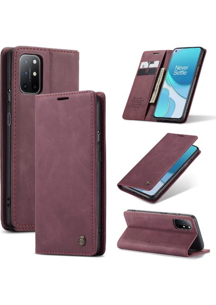 Oneplus 8t Manyetik Kapatma Darbeye Vaka Kart Yuvası Pu Için Flip Case (Yurt Dışından)