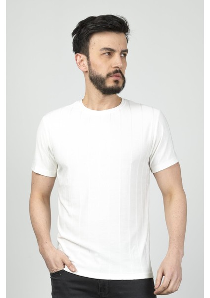 B.yaka K.kol Erkek T-Shirt 4161 Ekru