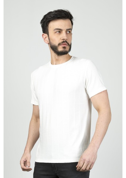 B.yaka K.kol Erkek T-Shirt 4161 Ekru