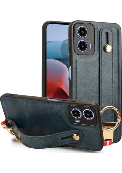Motorola Moto G34 Kolaylık Bilek Kayışı Premium Pu Deri Kılıf (Yurt Dışından)
