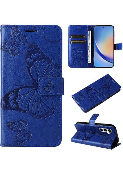 Samsung Galaxy A35 5g Pu Deri Kılıf Kart Yuvası Standı ile Darbeye (Yurt Dışından)