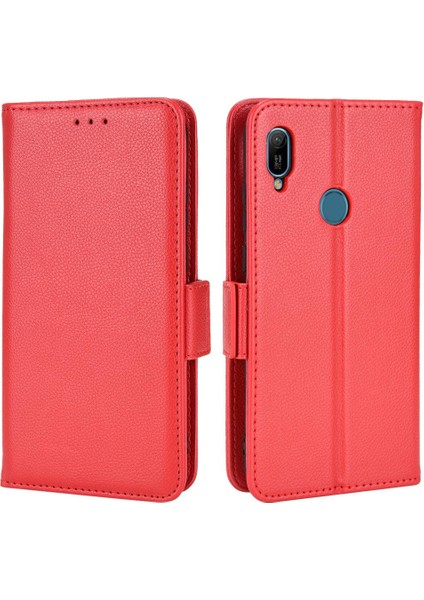 Huawei Y6 Için Kılıf 2019 Yan Toka Pu Deri Cüzdan Kart Yuvaları Tutucu (Yurt Dışından)