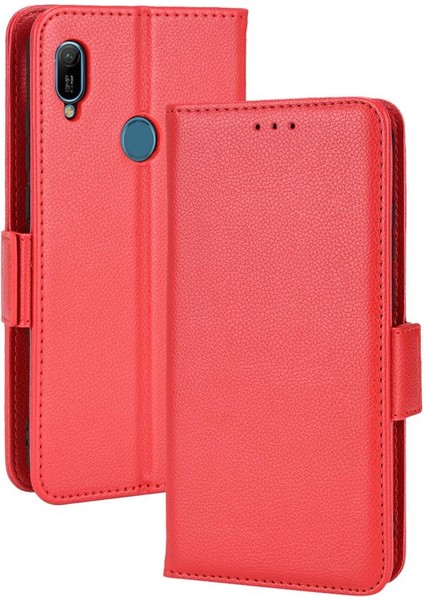 Huawei Y6 Için Kılıf 2019 Yan Toka Pu Deri Cüzdan Kart Yuvaları Tutucu (Yurt Dışından)