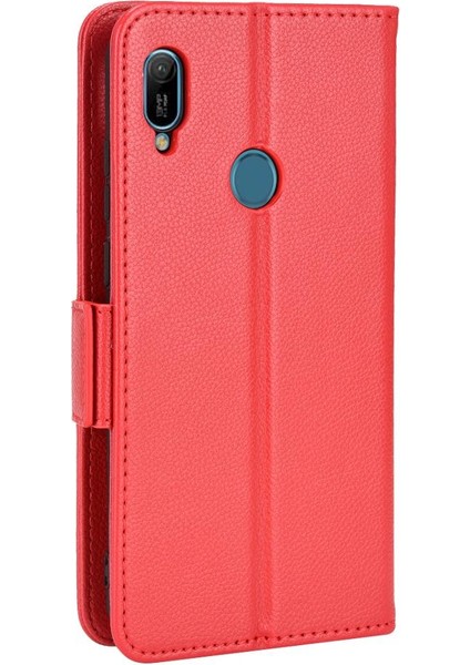 Huawei Y6 Için Kılıf 2019 Yan Toka Pu Deri Cüzdan Kart Yuvaları Tutucu (Yurt Dışından)