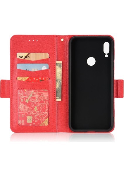 Huawei Y6 Için Kılıf 2019 Yan Toka Pu Deri Cüzdan Kart Yuvaları Tutucu (Yurt Dışından)