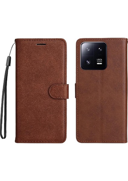 Kart Yuvası Iş ile Xiaomi 13 Pro Klasik Düz Renk Için Flip Case (Yurt Dışından)