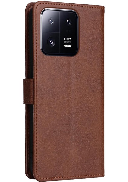 Kart Yuvası Iş ile Xiaomi 13 Pro Klasik Düz Renk Için Flip Case (Yurt Dışından)