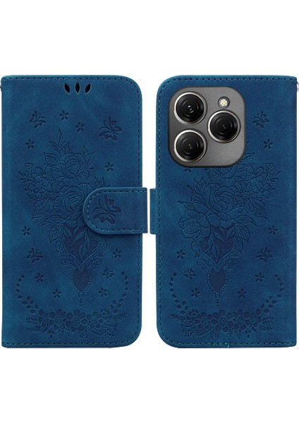 Tecno Spark 20 Pro 4g Flip Pu Deri Kapak Kabartma Gül Çiçekler Için Kılıf (Yurt Dışından)