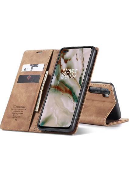 Mellow Mall Oneplus Nord Vintage Pu Deri Cüzdan Manyetik Kapatma Flip Case (Yurt Dışından)