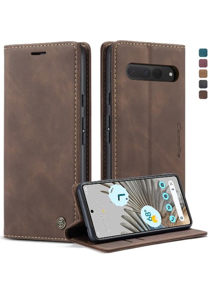 Google Piksel 7 Pro Için Flip Case Vintage Pu Deri Cüzdan Kılıf Kart Yuvası (Yurt Dışından)