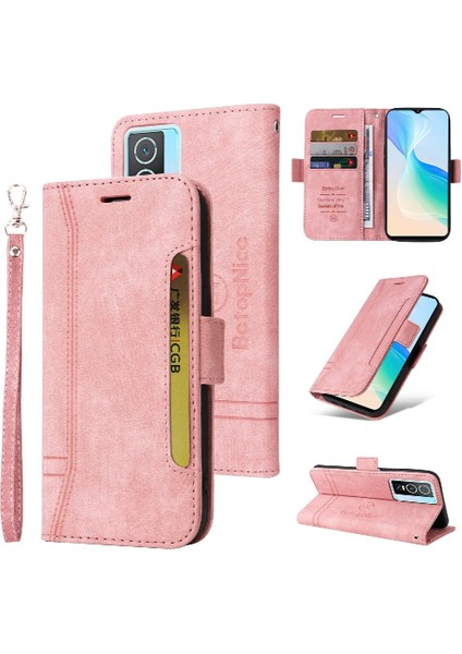 Vivo Y76 5g Için Kılıf Cüzdan Kapak Çevirin Tpu Deri Manyetik Kart Yuvaları (Yurt Dışından)