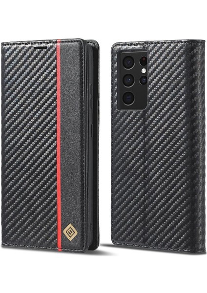 Samsung Galaxy S21 Ultra Kart Ekleme Deri Folio Flip Case (Yurt Dışından)