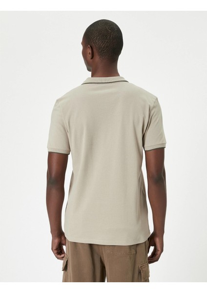 4SAM10158MK 057 Bej Erkek Jersey Kısa Kollu Basıc Polo -Tshırt fırsatları