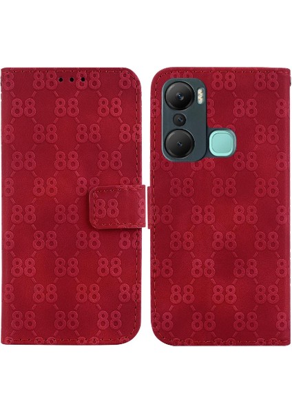 Infinix Sıcak 12 Pro Kickstand Çift 8 Kabartmalı Pu Deri Için Telefon Kılıfı (Yurt Dışından)