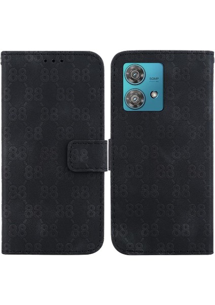 Motorola Kenar 40 Neo Pu Deri Kickstand Çift 8 Kabartmalı Telefon Kılıfı (Yurt Dışından)