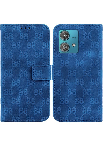 Motorola Kenar 40 Neo Pu Deri Kickstand Çift 8 Kabartmalı Telefon Kılıfı (Yurt Dışından)