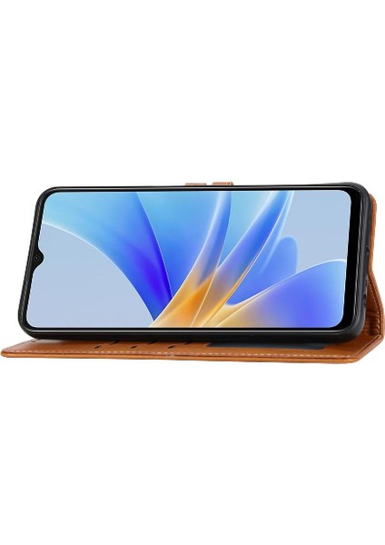 Mellow Mall Oppo A17 Için Cüzdan Durumda Kart Tutucu Kabartmalı Kickstand Tüm Yuvarlak Kapatma (Yurt Dışından)