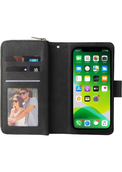 Iphone 13 Mini Flip Kapak Için Kılıf ile El Kayışı Cüzdan Kılıf 9 Kart (Yurt Dışından)