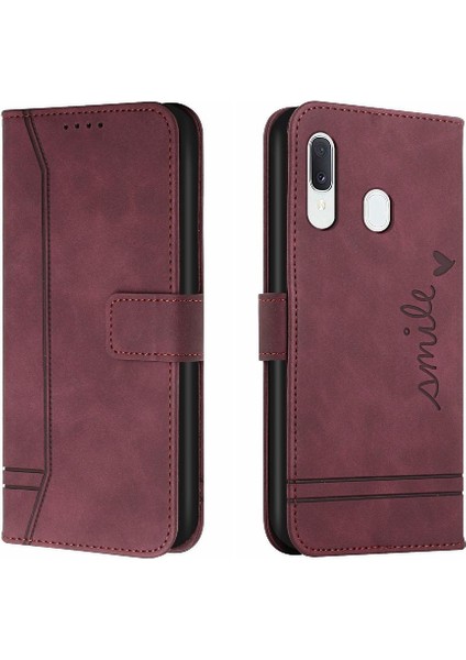Samsung Galaxy A20E Pu Deri Manyetik Kapatma Flip Folio Için Telefon Kılıfı (Yurt Dışından)