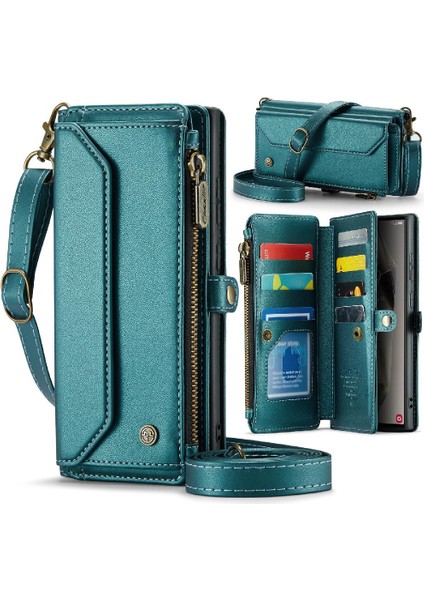 Samsung Galaxy S24 Için Crossbody Durumda Ultra Fermuar Faturaları Yuvası Kılıf Cüzdan (Yurt Dışından)