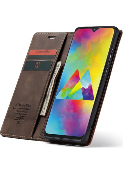 Samsung Galaxy M20 Flip Folio Kitap Manyetik Kapatma Vintage Için Flip Case (Yurt Dışından)