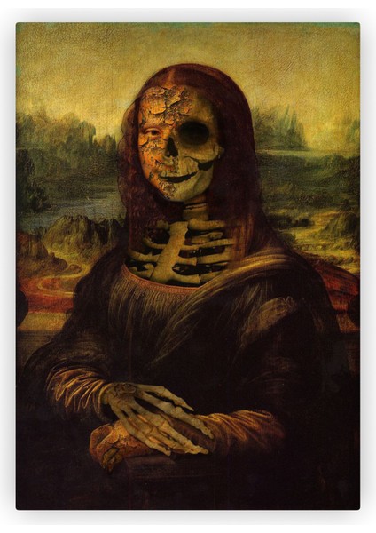 Iskelet Zombi Mona Lisa Ahşap Poster 20X29 cm